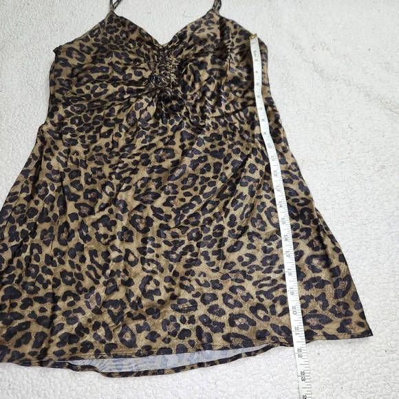 Zara‎ womens Leopard slip dress size M mini sleeveless V Neck Sexy Party 90's - Picture 3 of 9